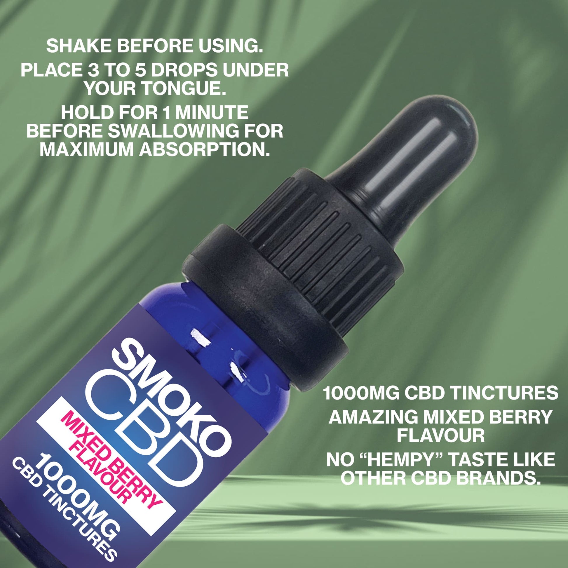 SMOKO CBD Mixed Berry Flavour 1000MG CBD Tinctures - How To Use CBD Tinctures