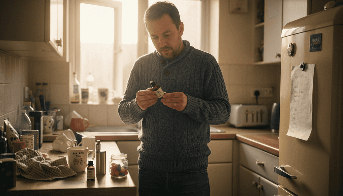 Man comparing CBD tincture vape and gummies