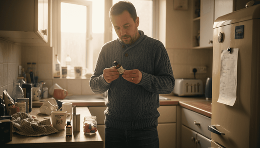 Man comparing CBD tincture vape and gummies