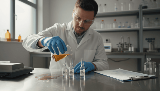 Lab technician preparing full spectrum CBD oil