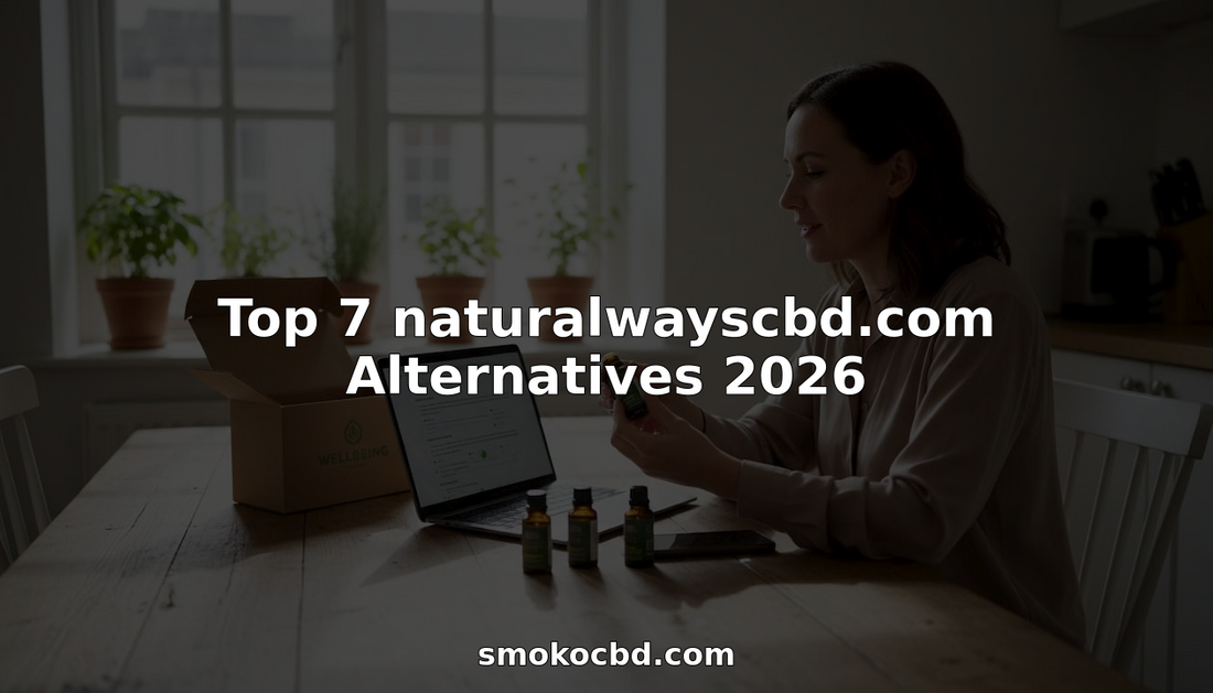 Woman comparing natural CBD alternatives at home