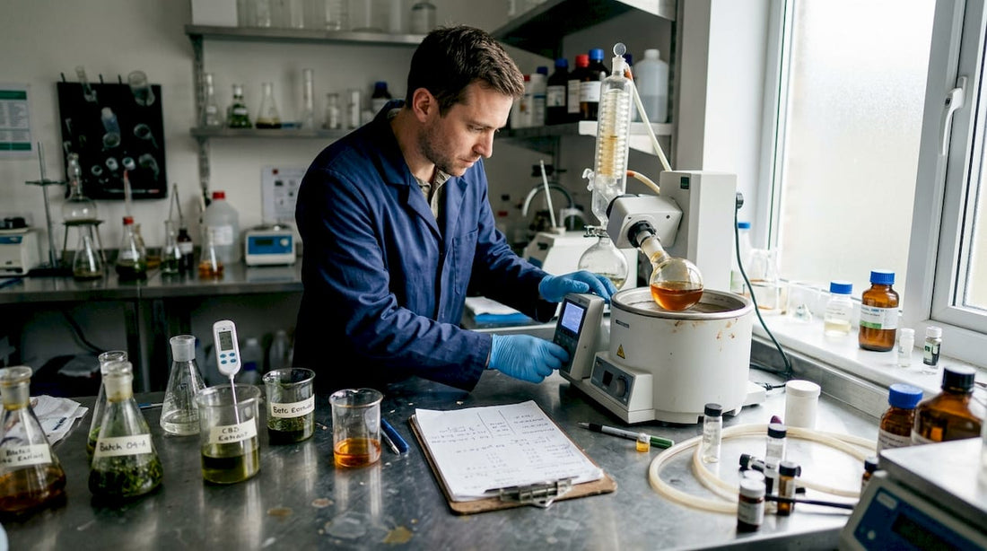 Laboratory technician extracting CBD oil