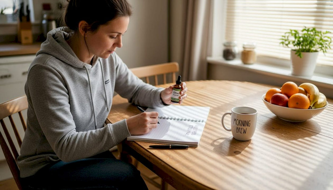 Woman tracking daily CBD hemp extract use