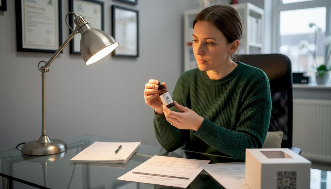 Quality manager reviews CBD oil and lab report