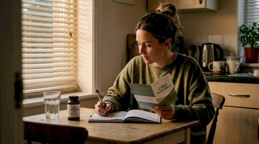 Woman records sleep routine in kitchen