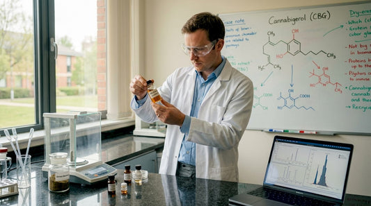 Scientist studying CBG extract in a lab