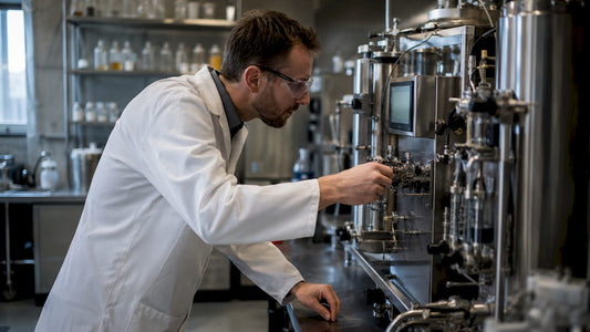 Technician operating CO2 extraction machine