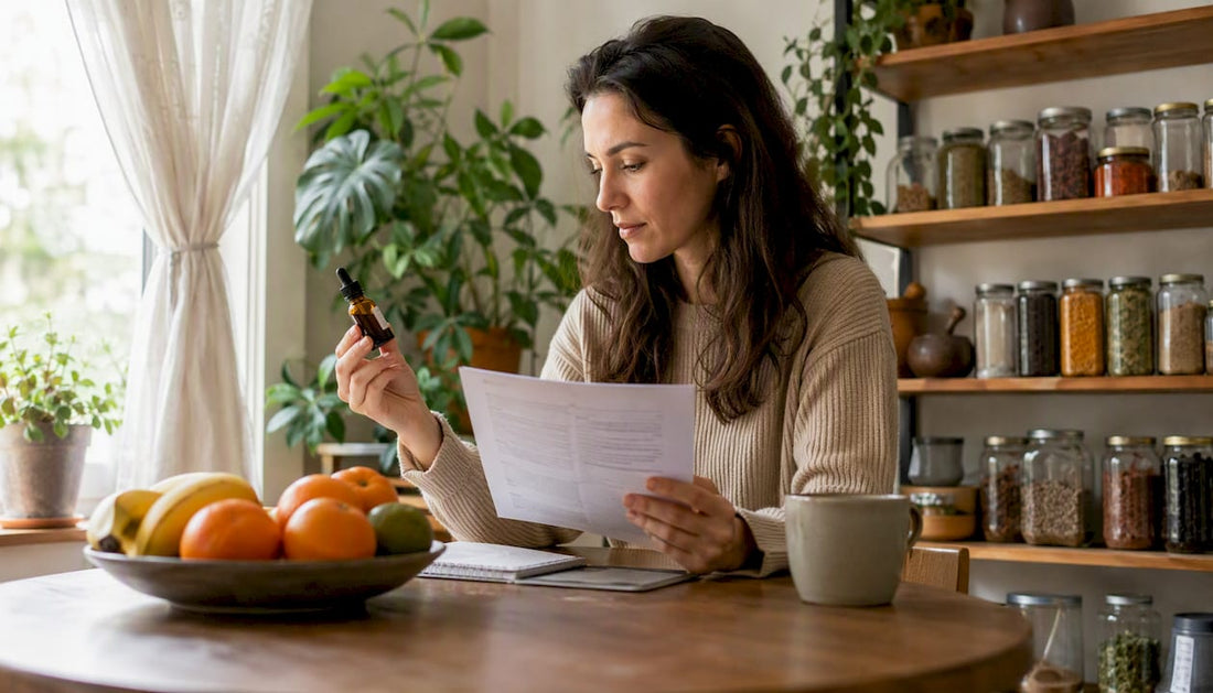 Woman studying CBD interaction with body