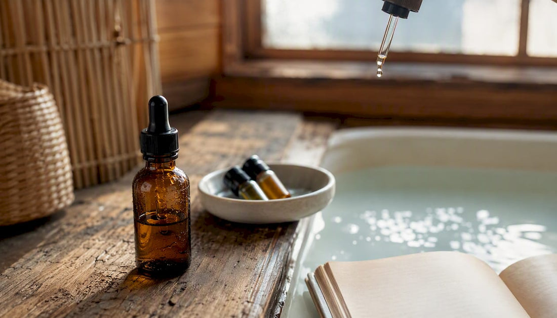 Morning CBD dose beside journal on table
