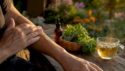 Hand applying herbal balm for nerve pain