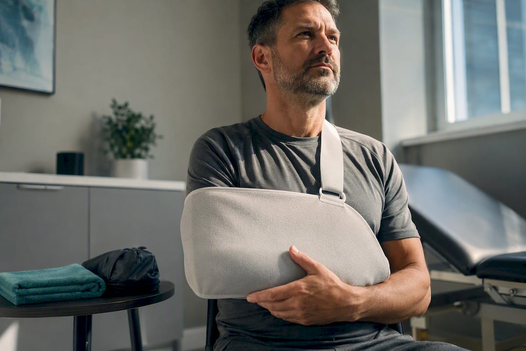 Adult recovering after shoulder surgery