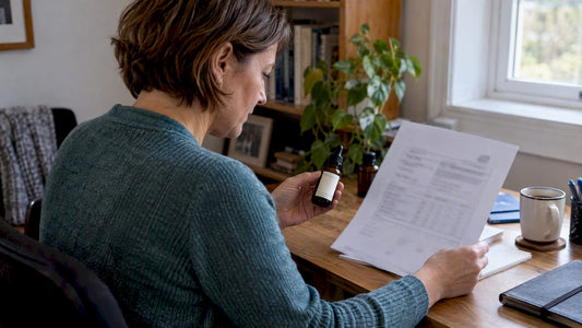 Consumer checks a CBD product certificate