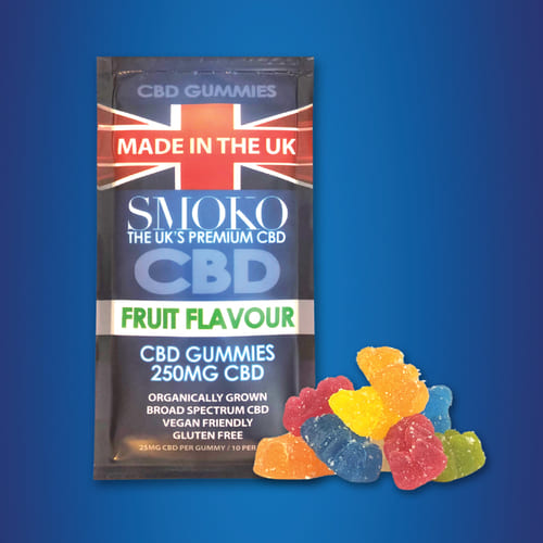 SMOKO CBD Gummy Bears are made from organically grown cannabis sativa extract and made in the UK