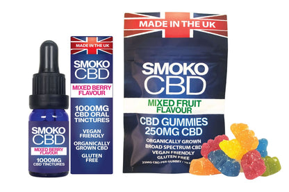 ORGANIC CBD 1000MG CBD Tinctures Mixed Berry Flavour + 250MG CBD Gummy Bears - Made in the UK CBD
