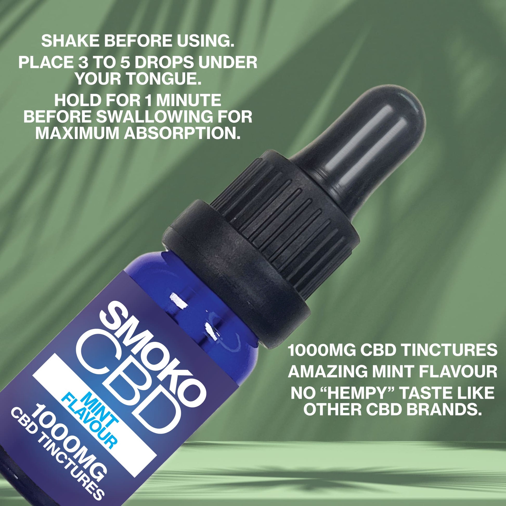 SMOKO CBD Mint Flavour 1000MG CBD Tinctures - How To Use CBD Tinctures