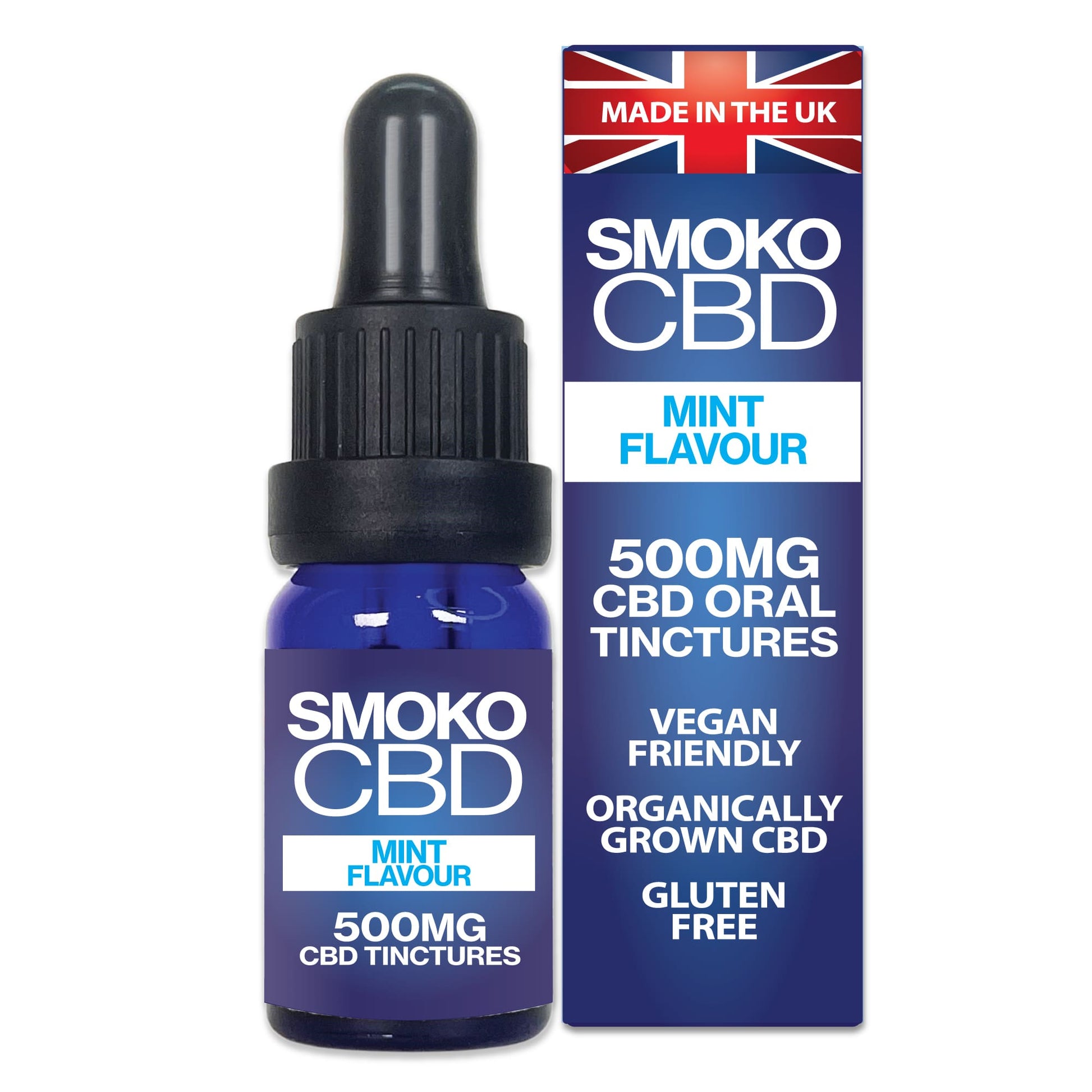 SMOKO's 500MG Mint Flavour CBD Tinctures are made from the highest quality CBD extract from organically grown cannabis sativa plants and are Vegan Friendly