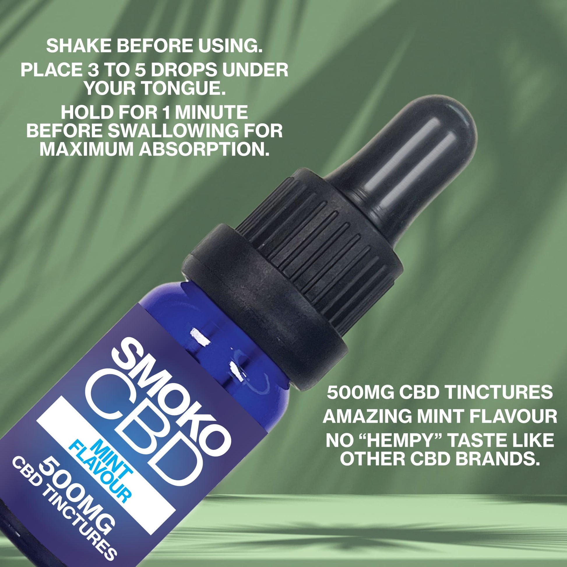 SMOKO CBD Mint Flavour 500MG CBD Tinctures - How To Use CBD Tinctures