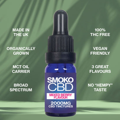 SMOKO CBD Mixed Berry Flavour 2000MG CBD Tinctures - 100% THC FREE, Organically Grown + Broad Spectrum